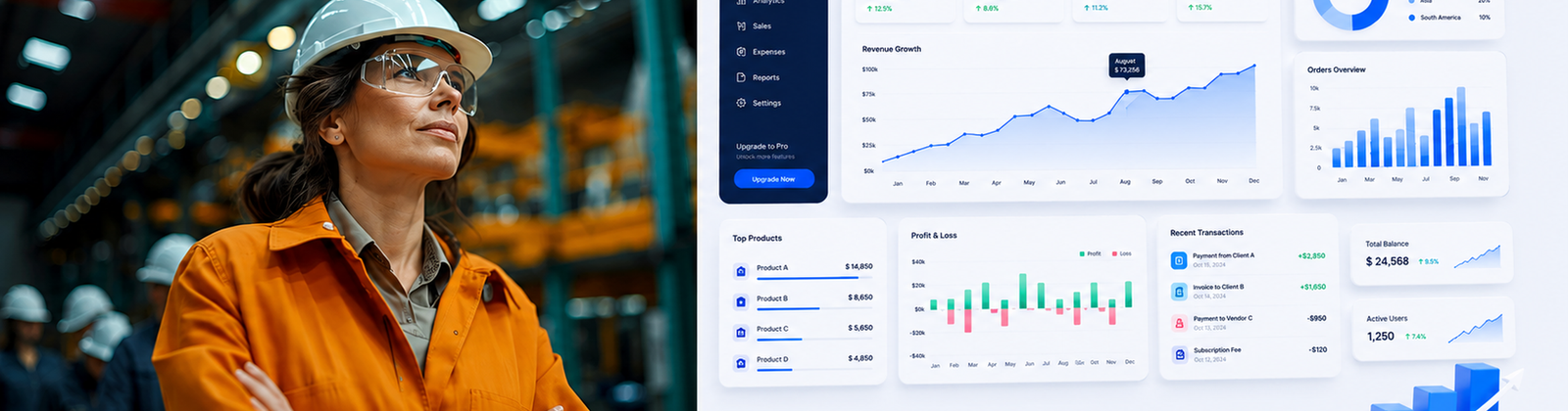 Colaboradora industrial e dashboard do NexRisk App